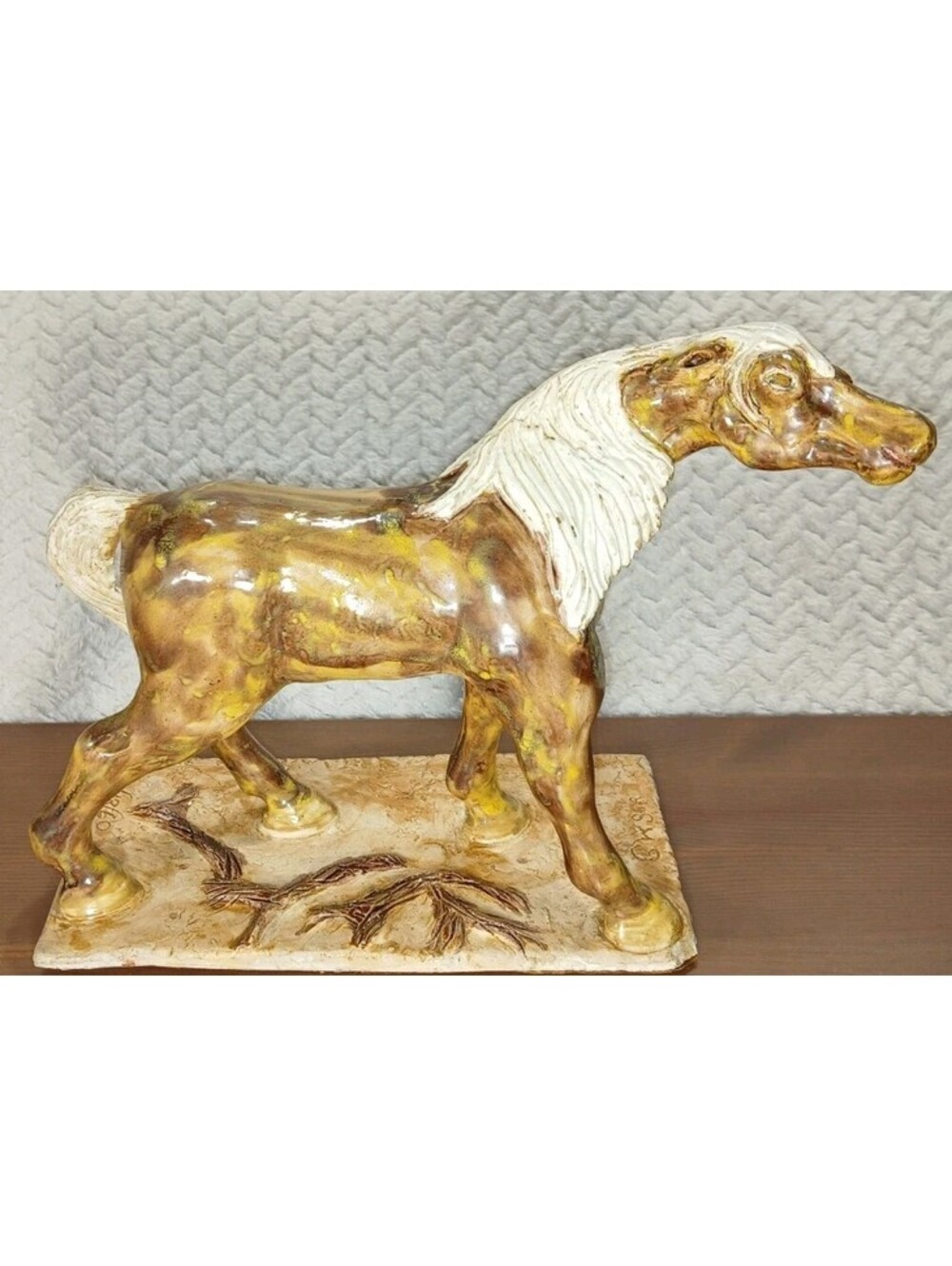 1960 GWSJR - Handcrafted Ceramic - 9"x12" - Wide Horse Statue Figurine Vintage